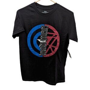 Red Chapter Marvel Civil War Iron Man Captain America Black Mens T Shirt Small
